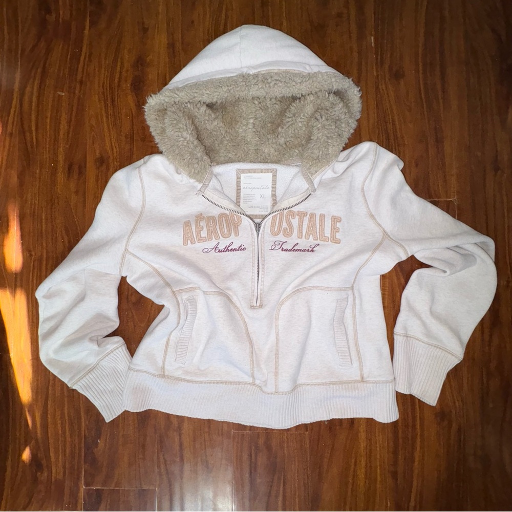 Aeropostale Cream Hooded Sweatshirt